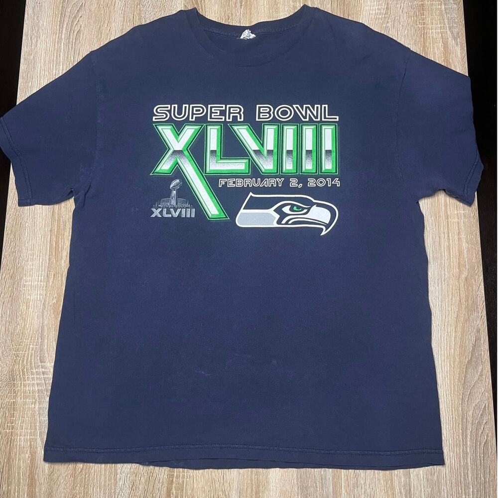 Seattle Seahawks Vintage Superbowl XLVII Seattle Navy Mens XL TShirt